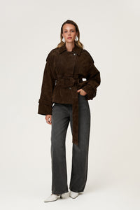 Caza | Kurzer Trenchcoat – Dunkelbraun