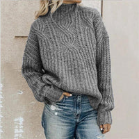 Weicher Damen Strickpullover mit Rundhalsausschnitt – Grau