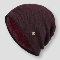 Herren Woll-Beanie Winterstrick Klassisch – Rot