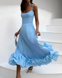 Damen Midi-Cocktailkleid elegant festlich – Blau