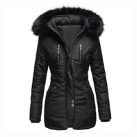 Eleganter Damen Winter-Kapuzenmantel mit Wollanteil – Schwarz