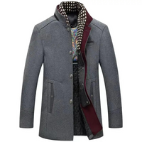 Herren Wintermantel - Warm & Stilvoll mit Stehkragen – Grau