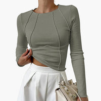 Langärmeliges Damen Basic Shirt – Olivgrün