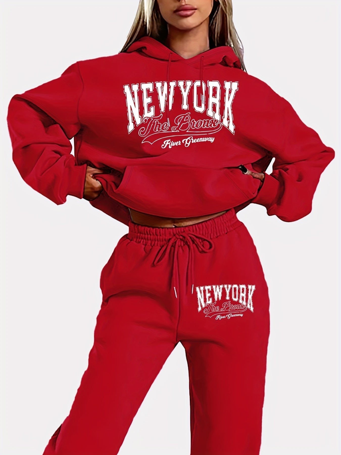 Bequemes Damen Loungewear-Set | Kapuzenpullover & Jogginghose | Warmer Fleece-Stoff