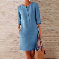 Leichte Damen Tunika Kleid – Hellblau