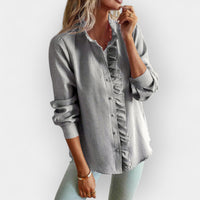 Elegante Damen Rüschenbluse – Grau