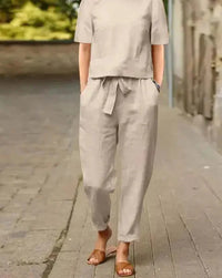 Libelle | Damen Moderne Hose und Oberteil Set | Zweiteilig – Khaki