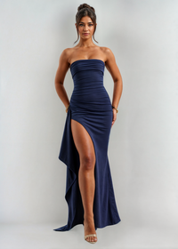 Zoey | Strahlendes Split-Kleid – Blau