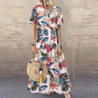 Bonnie - Florales Maxikleid für Frauen – Beige