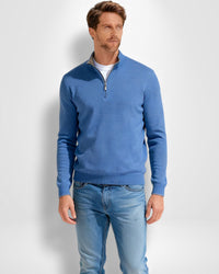 Pullover für Herren mit Zip-Kragen – Blau