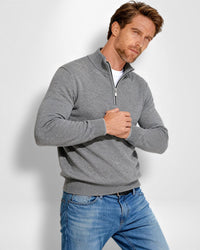 Pullover für Herren mit Zip-Kragen – Grau