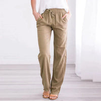 LUCIANA - Lose Hose mit weitem Bein und Kordelzug – Khaki