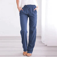 LUCIANA - Lose Hose mit weitem Bein und Kordelzug – Blau