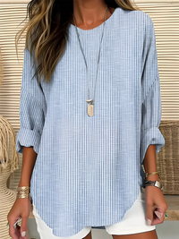 Wistera - gestreifte Bluse mit Soft-Touch-Finish – Blau (Fast ausverkauft)
