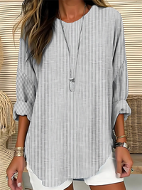 Wistera - gestreifte Bluse mit Soft-Touch-Finish – Grau