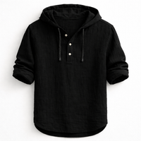 Alton - Atmungsaktiver Leinen-Hoodie – Schwarz