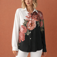 Elegante Damenbluse mit Blumenprint und Knopfverschluss | Carlijn – Schwarz