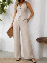Valentina | Elegantes Zweiteiler Set Weste und Hose – Khaki
