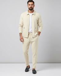 Herren Set aus Jacke mit Umlegekragen und Schlupfhose – Beige