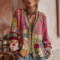 Galissa - Soft-Touch-Strickjacke mit V-Ausschnitt – Rosa