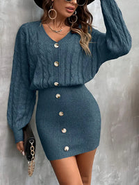 Zeis | Zeitloses Bodycon-Kleid mit V-Ausschnitt – Aprikose