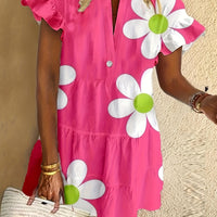 Elowen | Blumenmuster Kleid – Rosa
