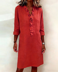 Dorelle - Luftiges Rüschen-Shirtkleid aus Leinen-Mix – Rot