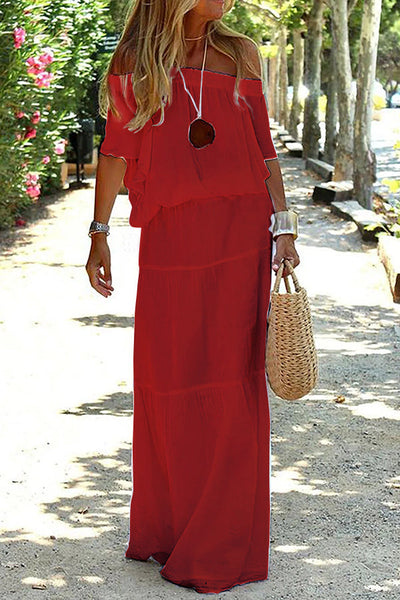 Kyma Sommerkleid | Off-Shoulder lässiges Strand Maxikleid für den Sommer