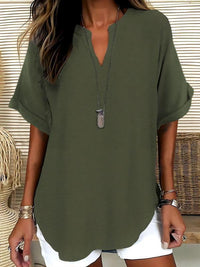 Xalina - Bluse mit weicher Haptik und Ausschnitt-Detail – Olivgrün