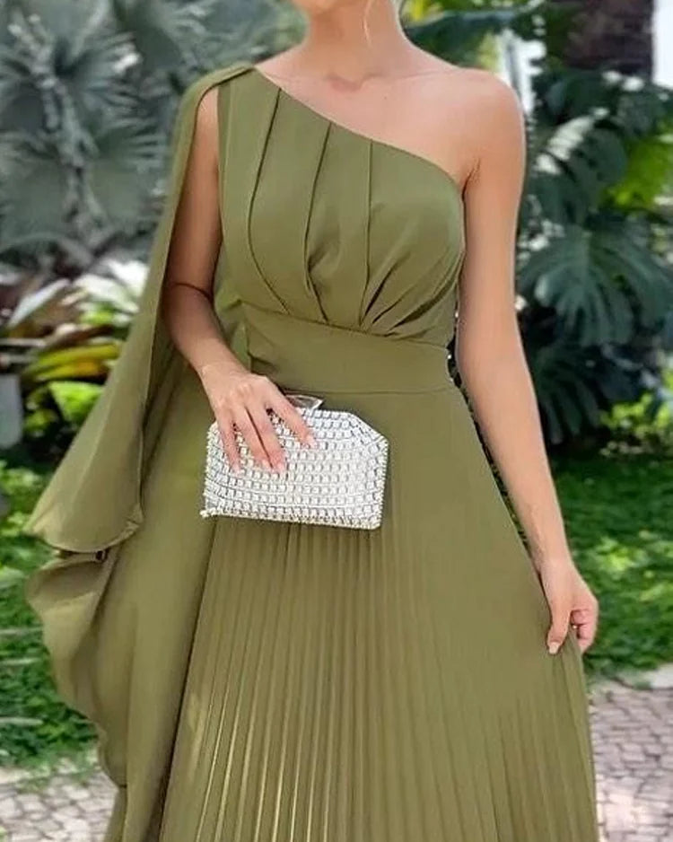 Araluen | Ein-Schulter Faltenkleid