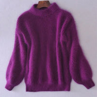 Jessica - Eleganter kalter Rippstrickpullover – Violett