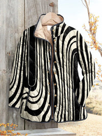 Damen Freizeit Steppjacke mit abstraktem geometrischen Design – Mehrfarbig