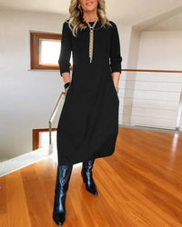 MAGDALENA - ELEGANTES UND BEQUEMES KLEID – Schwarz
