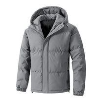 Herrenjacke | Gewatteerte Ausführung mit Kapuze geschlossene Form – Grau