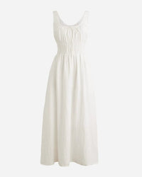 ANGELINA - GERAFFTES LEINENKLEID – Weiß