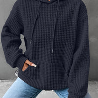 Léana™ | Texturiertes Kapuzen-Sweatshirt mit langen Ärmeln – Marine