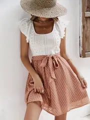 Felicidad - Sommerkleid mit Spitzenärmeln – Orange
