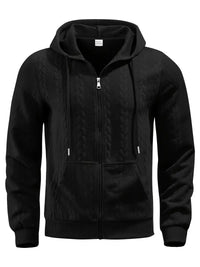 Philipp – Lässiger Kapuzenpullover Mit Reißverschluss Und Langen Ärmeln – Schwarz