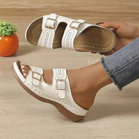 Eloisa – Stilvolle Verstellbare Keilsandalette – Weiß