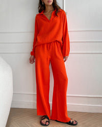 NURSEL - KOMBINATION AUS BLUSE UND WEITER HOSE – Rot