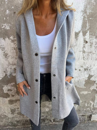 Hanneke™ | Sommerblazer mit Knöpfen und Kapuze – Grau