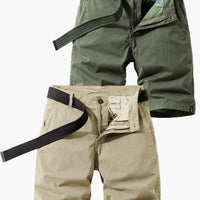 Herren-Bermudashorts mit Gürtel für Sommer- und Outdoor-Aktivitäten – Armeegrün + Khaki