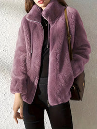 Paula | Stylische Winterjacke Damen mit Reißverschluss – Lila