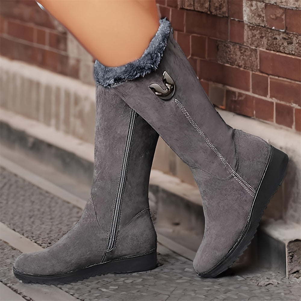 Reilicia | Schwarze Orthopädische Schneestiefel mit Fleecefutter