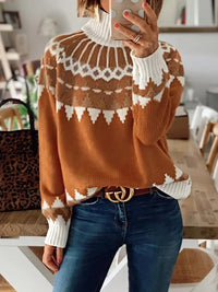 Dreilanae | Pariser Vintage-Chic Mock-Rollkragenpullover – Braun
