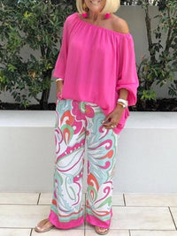 Brinette - Set aus Bluse und weiter Hose – Rosa