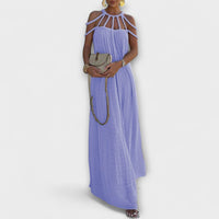 Brinaya – Maxikleid aus Leinenmischung mit geflochtenem Dekolleté – Lila