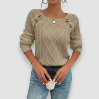 Diana | Rundhalspullover, Damenbekleidung – Beige
