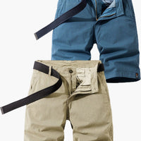 Herren-Bermudashorts mit Gürtel für Sommer- und Outdoor-Aktivitäten – Dunkelblau + Khaki