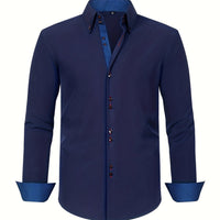 ALBERTO | ELEGANTE LEICHTE HEMD MIT KONTRASTDETAILS – Marine